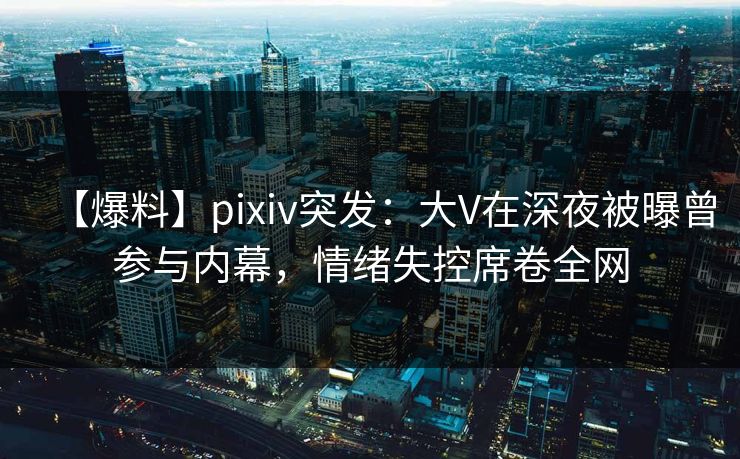 【爆料】pixiv突发：大V在深夜被曝曾参与内幕，情绪失控席卷全网