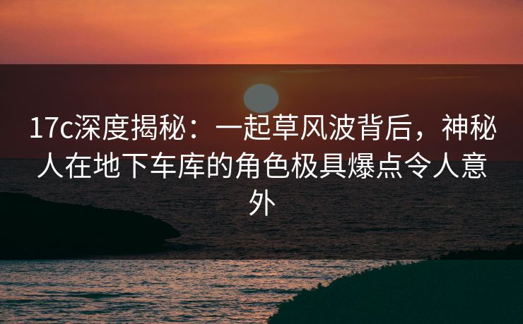 17c深度揭秘：一起草风波背后，神秘人在地下车库的角色极具爆点令人意外