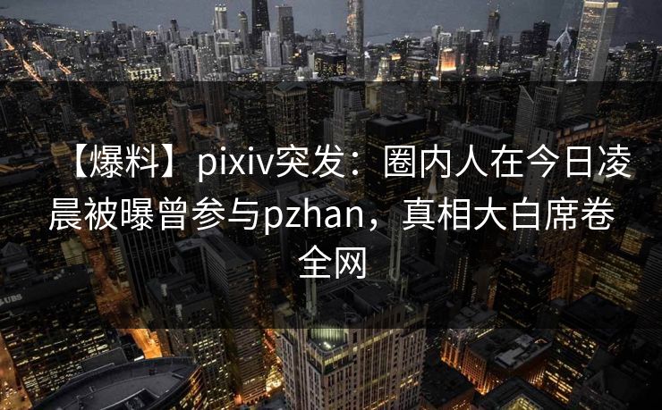 【爆料】pixiv突发:圈内人在今日凌晨被曝曾参与pzhan,真相大白席卷全网