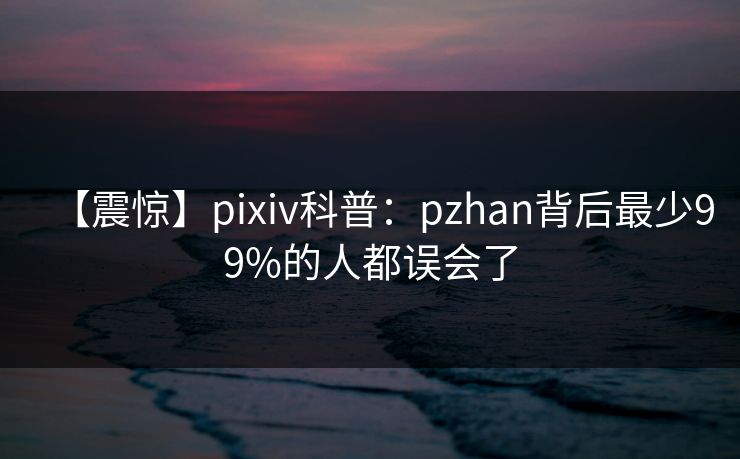 【震惊】pixiv科普:pzhan背后最少99%的人都误会了
