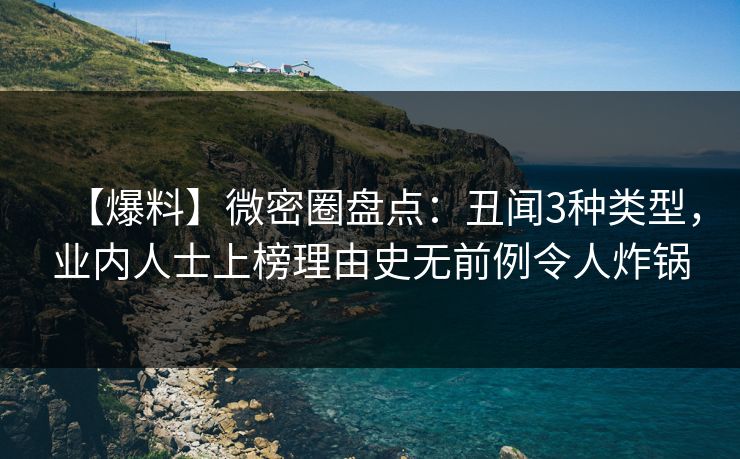 【爆料】微密圈盘点：丑闻3种类型，业内人士上榜理由史无前例令人炸锅