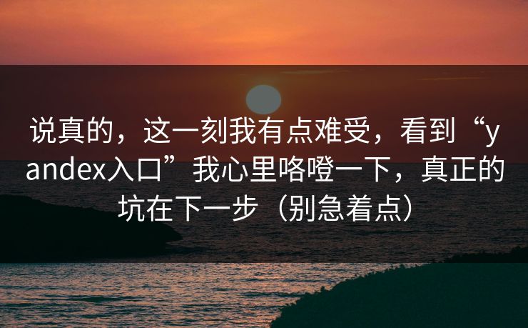 说真的，这一刻我有点难受，看到“yandex入口”我心里咯噔一下，真正的坑在下一步（别急着点）